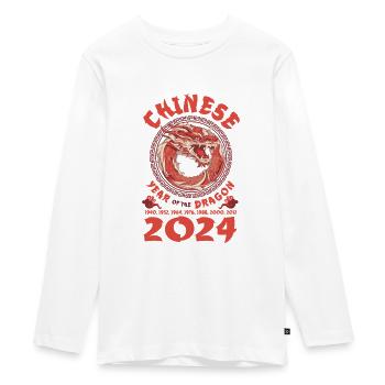 Chinesisches Jahr des Drachen 2024 Chinesisches - Teenager Premium Bio Langarmshirt - Weiß - Vorne - AI Model Kid Female (0cm)
