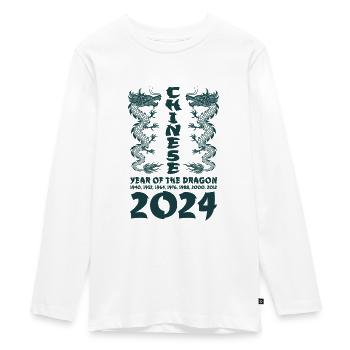 Chinesisches Jahr des Drachen 2024 Chinesisches - Teenager Premium Bio Langarmshirt - Weiß - Vorne - AI Model Kid Female (0cm)