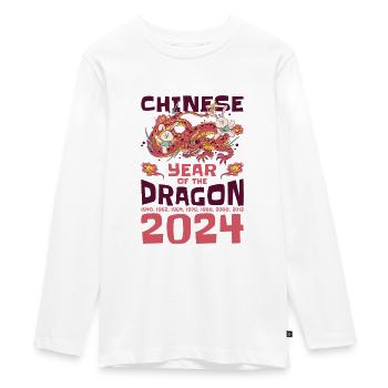 Chinesisches Jahr des Drachen 2024 Chinesisches - Teenager Premium Bio Langarmshirt - Weiß - Vorne - AI Model Kid Female (0cm)