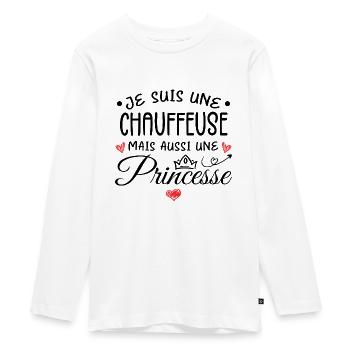Je Suis Une Chauffeuse, Mais Aussi Une Princesse - T-shirt manches longues Premium Ado - blanc - Devant - AI Model Kid Female (0cm)