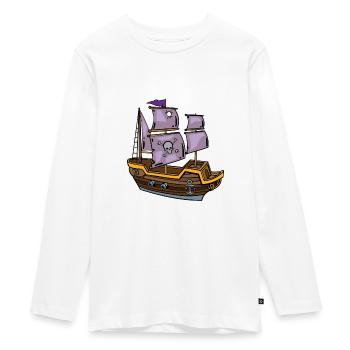 Bateau pirate avec crâne - T-shirt manches longues Premium Ado - blanc - Devant - AI Model Kid Female (0cm)