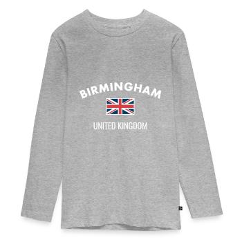 Birmingham Grande-Bretagne Drapeau britannique - T-shirt manches longues Premium Ado - gris chiné - Devant
