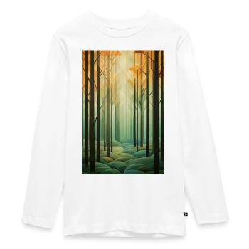 Paysage de Forêt dans un style géométrique - T-shirt manches longues Premium Ado - blanc - Devant - AI Model Kid Female (0cm)