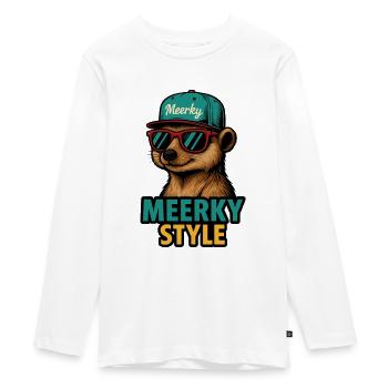 Meerky Style - Teenager Premium Organic Long Sleeve Shirt - white - Front - AI Model Kid Female (0cm)