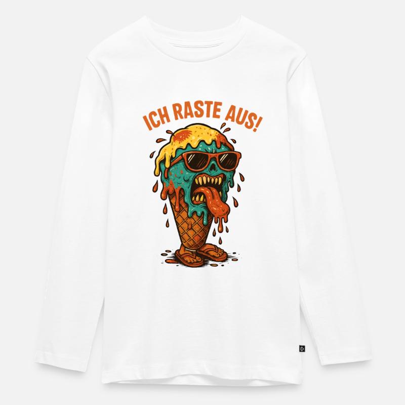 Schmelzendes Eisgesicht - Teenager Premium Bio Langarmshirt - Weiß
