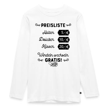 Preisliste Halten Drücken Küssen Windeln Gratis - Teenager Premium Bio Langarmshirt - Weiß - Vorne - AI Model Kid Female (0cm)