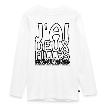J'ai deux filles magnifiques - T-shirt manches longues Premium Ado - blanc - Devant - AI Model Kid Female (0cm)