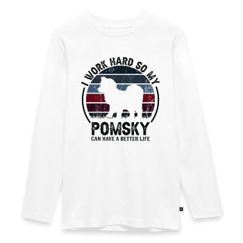 Travaillez dur - Retro Pomsky - T-shirt manches longues Premium Ado - blanc - Devant - AI Model Kid Female (0cm)