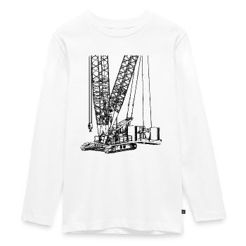 Raupenkran Kran crawler schwarz 1600 600 - Teenager Premium Bio Langarmshirt - Weiß - Vorne - AI Model Kid Female (0cm)