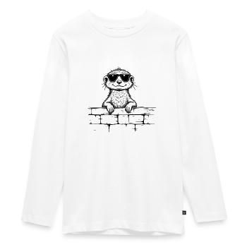 Suricate cool avec lunettes de soleil - T-shirt manches longues Premium Ado - blanc - Devant - AI Model Kid Female (0cm)