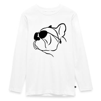 Les lunettes à Bouledogue (G) - T-shirt manches longues Premium Ado - blanc - Devant - AI Model Kid Female (0cm)