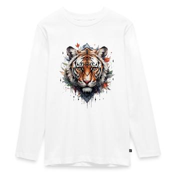Tiger - Teenager Premium Bio Langarmshirt - Weiß - Vorne - AI Model Kid Female (0cm)