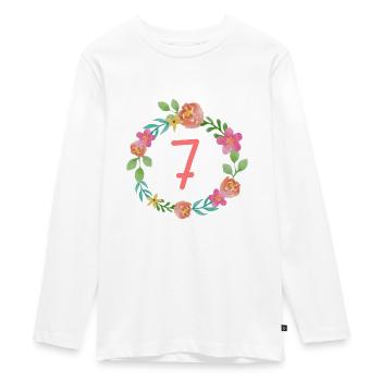 Chemise d'anniversaire 7ème anniversaire - T-shirt manches longues Premium Ado - blanc - Devant - AI Model Kid Female (0cm)