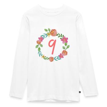 9 birthday birthday shirt - Teenager Premium Organic Long Sleeve Shirt - white - Front - AI Model Kid Female (0cm)