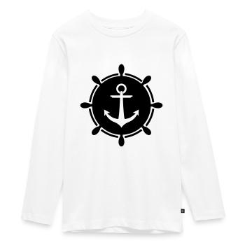 Anchor steering wheel - Teenager Premium Bio Langarmshirt - Weiß - Vorne - AI Model Kid Female (0cm)