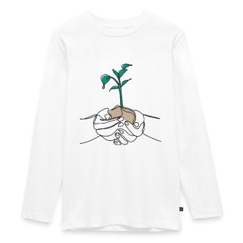 One Line Leaf black - Teenager Premium Organic Long Sleeve Shirt - white - Front - AI Model Kid Female (0cm)