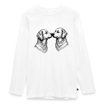 Zwei verliebte Hunde – Romantisches Hundepaar - Teenager Premium Bio Langarmshirt - Weiß - Vorne - AI Model Kid Female (0cm)