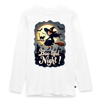 Halloween - Boo-tiful Night - Sorcière sur balai - T-shirt manches longues Premium Ado - blanc - Devant - AI Model Kid Female (0cm)