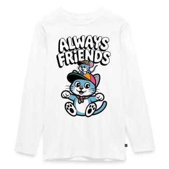 Amitié du chat et de la souris - T-shirt manches longues Premium Ado - blanc - Devant - AI Model Kid Female (0cm)
