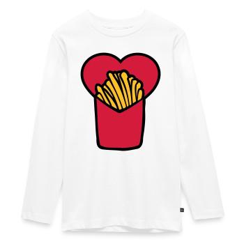 French Fries Love - Teenager Premium Bio Langarmshirt - Weiß - Vorne - AI Model Kid Female (0cm)