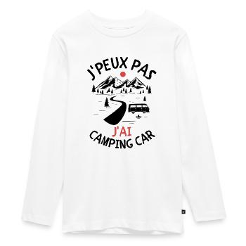 Camping car aventure randonnée - T-shirt manches longues Premium Ado - blanc - Devant - AI Model Kid Female (0cm)