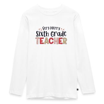 Sehr frohe 6. Klasse Lehrer Sechstes Weihnachten - Teenager Premium Bio Langarmshirt - Weiß - Vorne - AI Model Kid Female (0cm)
