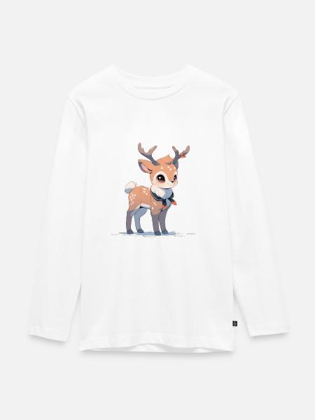 Süßes Rentier - Teenager Premium Bio Langarmshirt - Weiß