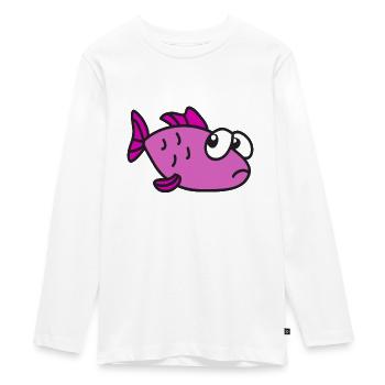 Poisson cool mignon drôle - T-shirt manches longues Premium Ado - blanc - Devant - AI Model Kid Female (0cm)