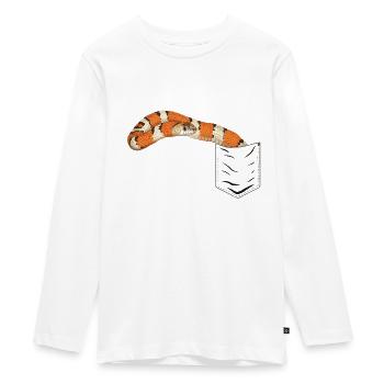 Snake in chest pocket - Teenager Premium Organic Long Sleeve Shirt - white - Front - AI Model Kid Female (0cm)