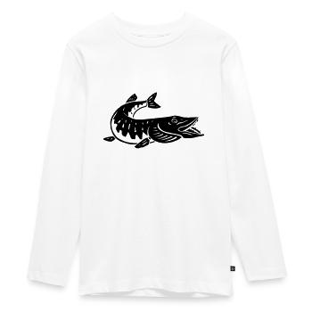 Dernier lancer de la pêche au brochet - T-shirt manches longues Premium Ado - blanc - Devant - AI Model Kid Female (0cm)