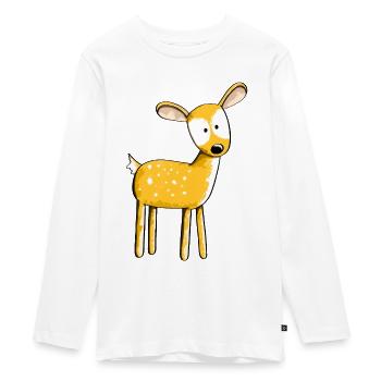 Süßes Rehkitz - Reh - Rehe - Ren - Hirsch - Comic - Teenager Premium Bio Langarmshirt - Weiß - Vorne - AI Model Kid Female (0cm)