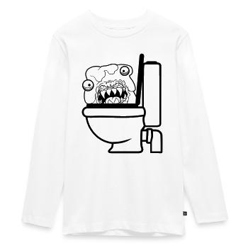 toilettes toilettes merde merde wc dangereux baz - T-shirt manches longues Premium Ado - blanc - Devant - AI Model Kid Female (0cm)