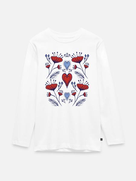 Mohnwiese_Folk Art - Teenager Premium Bio Langarmshirt - Weiß