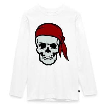 skull pirat - Teenager Premium Bio Langarmshirt - Weiß - Vorne - AI Model Kid Female (0cm)