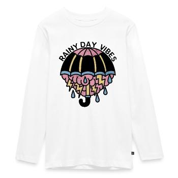Umbrella with Severe Weather Cloud Rainy Day Vibes - Teenager Premium Organic Long Sleeve Shirt - white - Front - AI Model Kid Female (0cm)