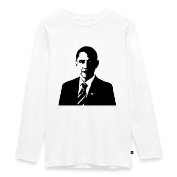 Barack Obama - black sketch - President America - Teenager Premium Organic Long Sleeve Shirt - white - Front - AI Model Kid Female (0cm)