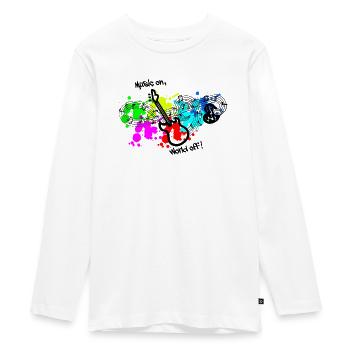 Musik, Musik immer und überall, Musik machen - Teenager Premium Bio Langarmshirt - Weiß - Vorne - AI Model Kid Female (0cm)