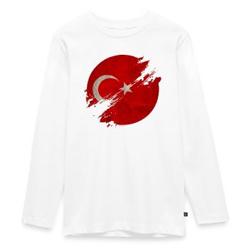 Turkey Circle / Flag Gift National Flag - Teenager Premium Organic Long Sleeve Shirt - white - Front - AI Model Kid Female (0cm)