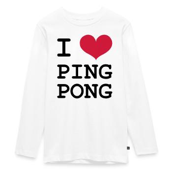 I Love Ping Pong - Teenager Premium Bio Langarmshirt - Weiß - Vorne - AI Model Kid Female (0cm)