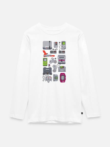 Retrogaming-Konsolen - Teenager Premium Bio Langarmshirt - Weiß