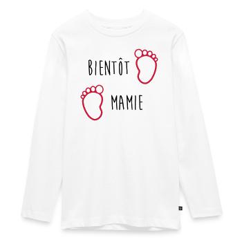 Bientôt Mamie - Mamy - Naissance - Bébé - Enfant - T-shirt manches longues Premium Ado - blanc - Devant - AI Model Kid Female (0cm)
