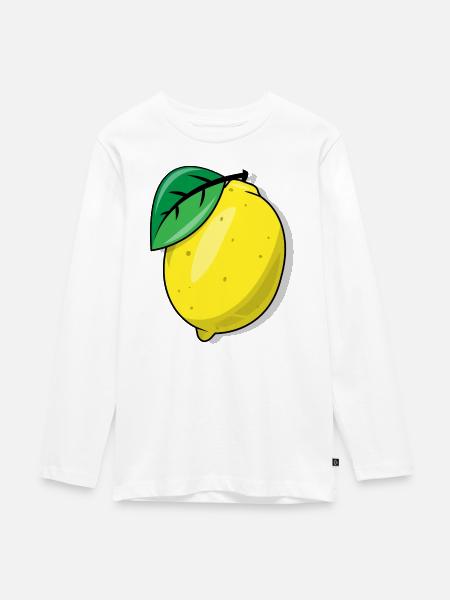 Zitrone - Teenager Premium Bio Langarmshirt - Weiß