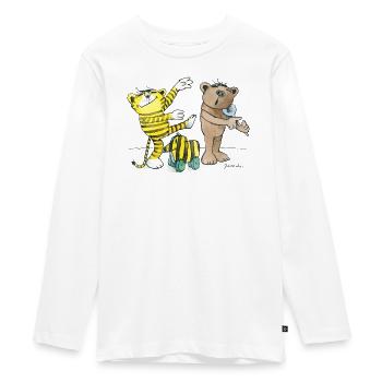 Janosch Tiger Und Bär Musizieren - Teenager Premium Bio Langarmshirt - Weiß - Vorne - AI Model Kid Female (0cm)