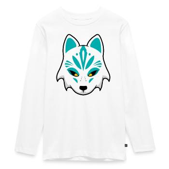 Teal Wolf Maske - Teenager Premium Bio Langarmshirt - Weiß - Vorne - AI Model Kid Female (0cm)