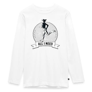 RUNNING emblem JOGGER - Teenager Premium Organic Long Sleeve Shirt - white - Front - AI Model Kid Female (0cm)