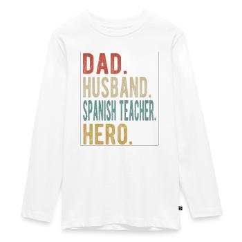 Spanischlehrer Papa Ehemann Held - Teenager Premium Bio Langarmshirt - Weiß - Vorne - AI Model Kid Female (0cm)