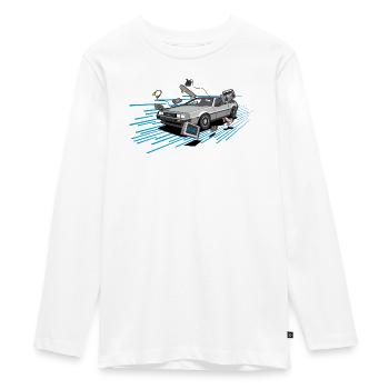 Delorean Oldtimer Youngtimer Retro Future blau 80s - Teenager Premium Bio Langarmshirt - Weiß - Vorne - AI Model Kid Female (0cm)