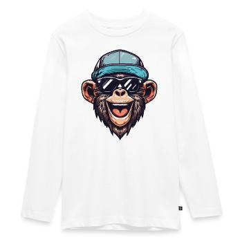 Drôle de singe - T-shirt manches longues Premium Ado - blanc - Devant - AI Model Kid Female (0cm)
