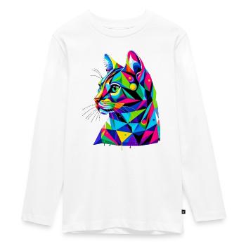 Katze - Teenager Premium Bio Langarmshirt - Weiß - Vorne - AI Model Kid Female (0cm)