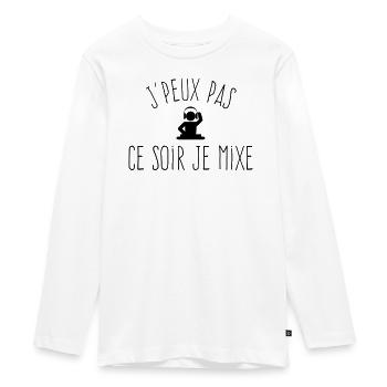J'peux pas ce soir je Mixe - Humour DJ - T-shirt manches longues Premium Ado - blanc - Devant - AI Model Kid Female (0cm)